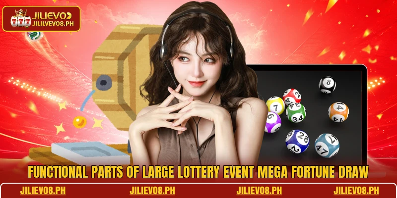 Functional parts of large lottery event Mega Fortune Draw